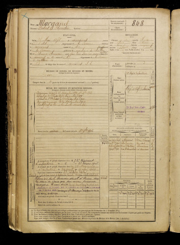 Morgand, Hubert Florentin, né le 25 mai 1878 à Amiens (Somme), classe 1898, matricule n° 848, Bureau de recrutement d'Amiens