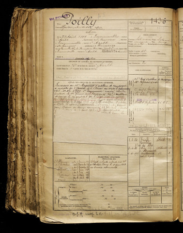 Poilly, Gaston Aristide Julien, né le 27 août 1897 à Fressenneville (Somme), classe 1917, matricule n° 1436, Bureau de recrutement d'Amiens