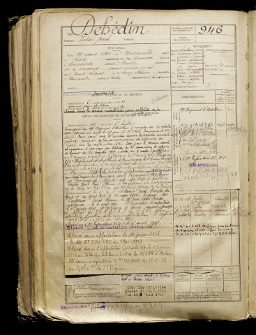Dehédin, Victor Joseph, né le 27 mars 1890 à Bourseville (Somme), classe 1910, matricule n° 946, Bureau de recrutement d'Abbeville