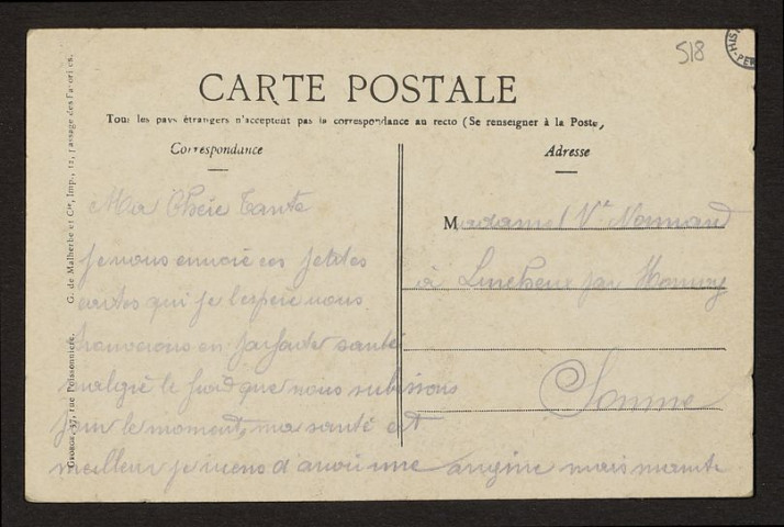 GUERRE 1914-1915. ARVILLERS (SOMME). L'EGLISE BOMBARDEE. THE CHURCH BOMBARDED