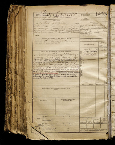 Boulanger, Georges Armand, né le 25 mars 1897 à Crécy-en-Ponthieu (Somme), classe 1917, matricule n° 1478, Bureau de recrutement d'Abbeville