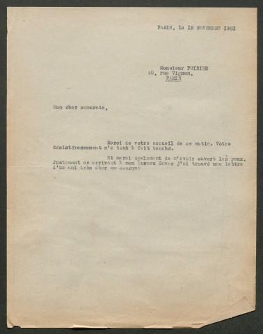 Témoignage de Poirier et correspondance avec Jacques Péricard