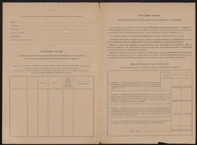 Cléry-sur-Somme. Demande d'indemnisation des dommages de guerre : dossier Bourleaux-Saintot