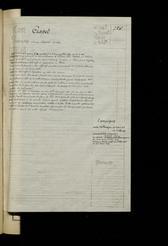 Crapet, Marie Théophile Aristote, né le 31 juillet 1876 à Estrées-Deniécourt (Somme), classe 1896, matricule n° 726, Bureau de recrutement de Péronne