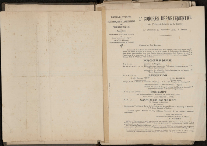 Statuts. Statuts rectifiés de l'Union départementale et de la Fédération d'arrondissement des Petites A. Laïques de la Somme. Procès verbaux. Comptes-rendus financiers. Assemblée générale