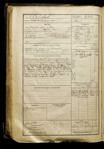 Delobel, Albert Achille Maurice, né le 04 décembre 1898 à Lillers (Pas-de-Calais), classe 1918, matricule n° 892, Bureau de recrutement d'Amiens