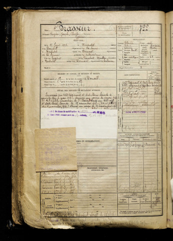 Brasseur, Eugène Joseph Charles Cyprien, né le 11 juin 1898 à Fieffes-Montrelet (Somme), classe 1918, matricule n° 722, Bureau de recrutement d'Abbeville