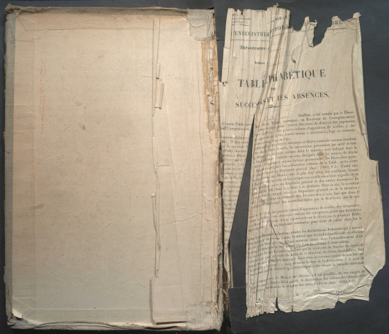 Table des successions et absences du bureau de Corbie