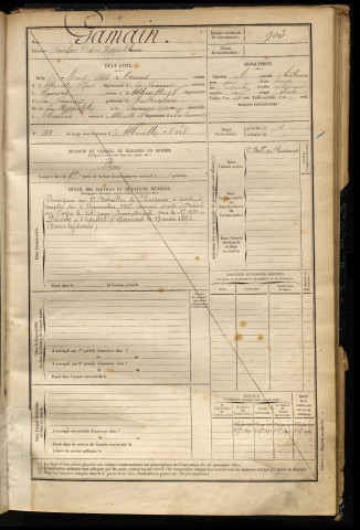 Gamain, Auctor Désiré Hyppolitte, né le 16 mars 1866 à Caours (Somme), classe 1886, matricule n° 903, Bureau de recrutement d'Abbeville