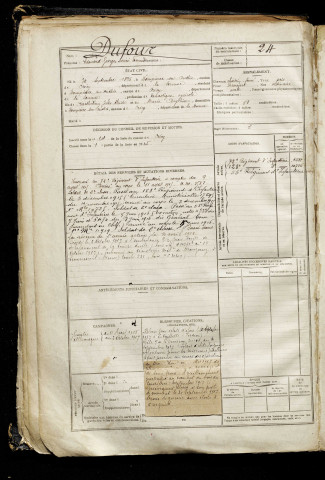 Dufour, Edouard Georges Désiré Fernand, né le 30 septembre 1896 à Dompierre-sur-Authie (Somme), classe 1916, matricule n° 24, Bureau de recrutement d'Abbeville