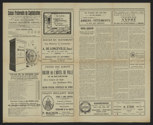 Bulletin mensuel de l'amicale des supporters de l'Amiens Athlétic Club (nouvelle édition) - Saison 1929-1930