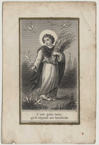 C'est pour tous qu'il répand ses bienfaits. L'Enfant Jésus avec une gerbe de blé