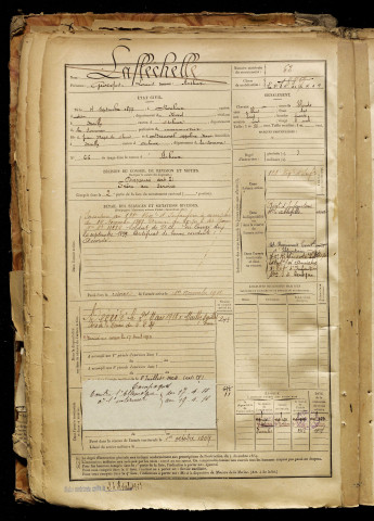 Laflechelle, Georges Louis Arthur, né le 04 septembre 1877 à Roubaix (Nord), classe 1897, matricule n° 62, Bureau de recrutement d'Abbeville