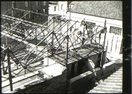 Etablissements Frémaux, tissage mécanique de velours, rue Octave Tierce à Amiens (Somme). Extension de l'usine : construction sur la rivière