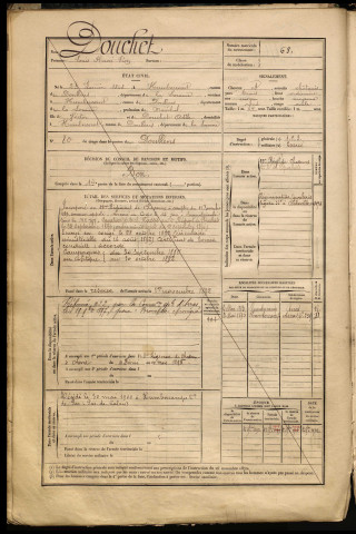 Douchet, Louis Henri Léon, né le 23 janvier 1868 à Humbercourt (Somme), classe 1888, matricule n° 68, Bureau de recrutement d'Abbeville