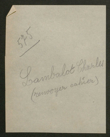 Témoignage de Lamballot, Charles (Grenadier) et correspondance avec Jacques Péricard