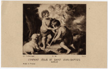 L'Enfant Jésus et Saint Jean-Baptiste. Béni le Seigneur parce qu'il est venu parmi nous. Hippolyte Bourdonnais, curé-doyen, 7 mars 1954 – Pierre Mabillotte, curé-doyen, 6 octobre 1957, Grandvilliers (Oise)