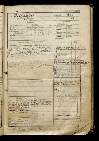 Bourgois, Amable Louis Laurent Joseph, né le 10 août 1898 à Doullens (Somme), classe 1918, matricule n° 575, Bureau de recrutement d'Abbeville