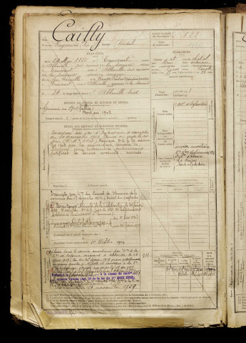 Cailly, Raymond Elie Théodule, né le 24 mai 1880 à Eaucourt-sur-Somme (Somme), classe 1900, matricule n° 822, Bureau de recrutement d'Abbeville