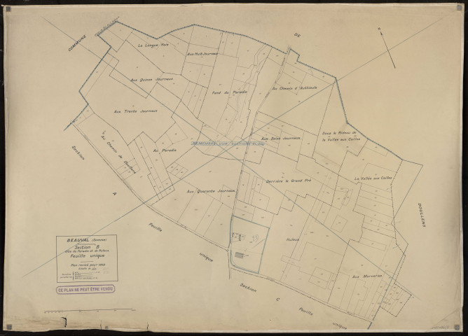 Plan du cadastre rénové - Beauval : section B