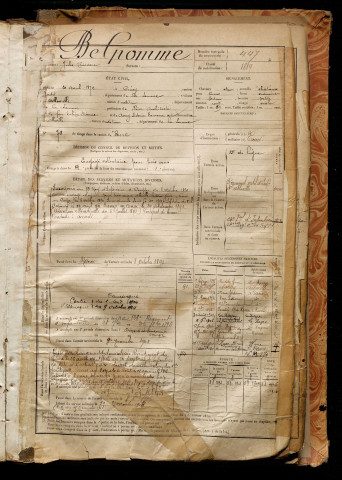 Belpomme, Jules Théodore, né le 20 avril 1872 à Crécy-en-Ponthieu (Somme), classe 1892, matricule n° 447, Bureau de recrutement d'Abbeville