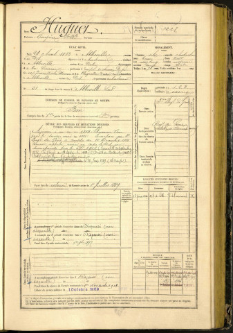 Huguet, Eugène Jean Baptiste, né le 29 août 1863 à Abbeville (Somme, France), classe 1883, matricule n° 1228, Bureau de recrutement d'Abbeville