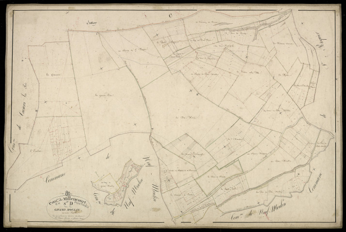 Plan du cadastre napoléonien - Millencourt-en-Ponthieu (Millencourt) : Grand Moulin (Le), D