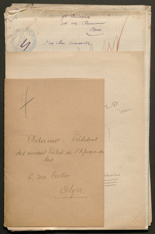 Témoignage de Adamo, Jean Marie (Président des Anciens poilus d'Afrique du Nord) et correspondance avec Jacques Péricard