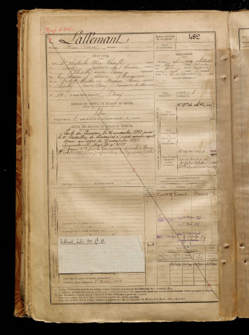 Lallemant, Henri Oscar, né le 30 septembre 1872 à Chipilly (Somme), classe 1892, matricule n° 482, Bureau de recrutement de Péronne