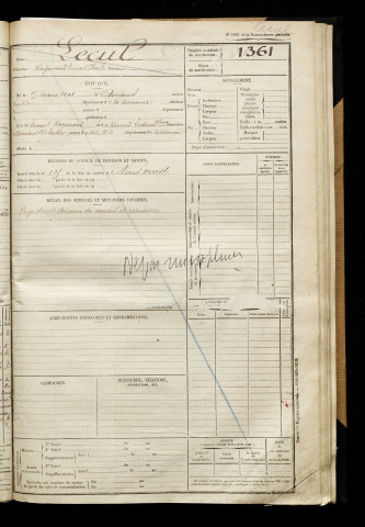 Lecul, Raymond Ernest Charles, né le 15 mars 1901 à Amiens (Somme), classe 1921, matricule n° 1361, Bureau de recrutement d'Amiens