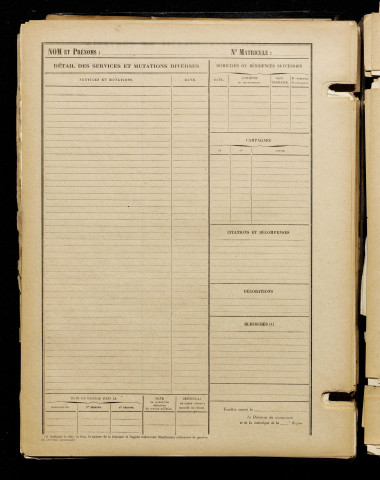 Inconnu, classe 1918, matricule n° 464, Bureau de recrutement de Péronne