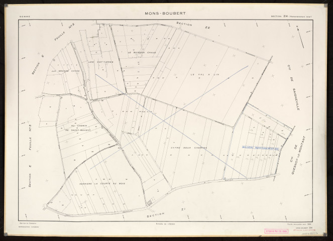 Plan du cadastre rénové - Mons-Boubert : section ZH