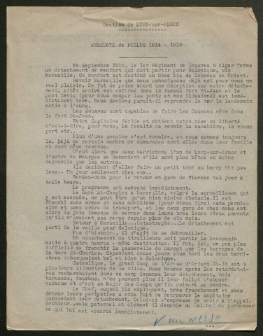 Témoignage de Baraton, A. et correspondance avec Jacques Péricard