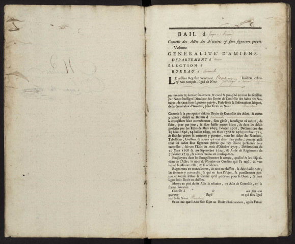 Contrôle des actes du bureau d'Andainville pour la période du 1er juin 1748 au 9 mars 1750