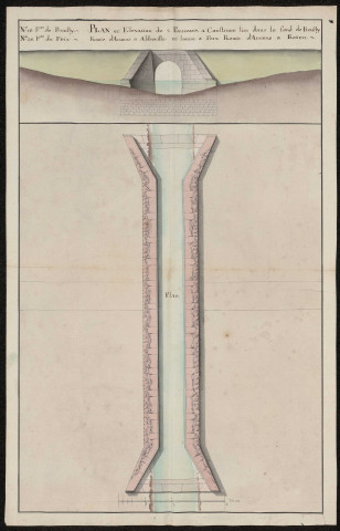 Plan et élévation de deux ponceaux à construire l'un dans le fond de Brailly route d'Amiens à Abbeville et l'autre à Poix route d'Amiens à Rouen
