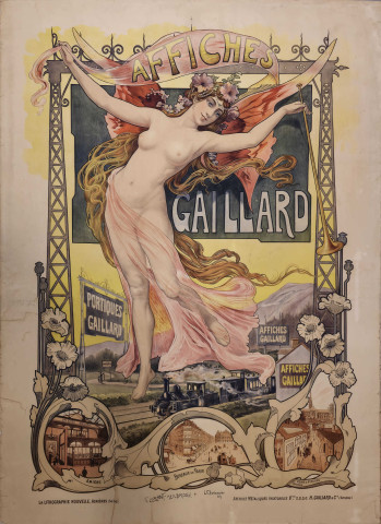 Affiche publicitaire pour les affiches et portiques H. Gaillard & Cie, imprimeur à Amiens