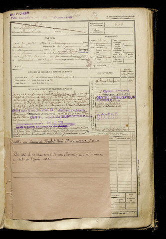 Barbet, René André, né le 10 juillet 1896 à Amiens (Somme), classe 1916, matricule n° 959, Bureau de recrutement d'Amiens