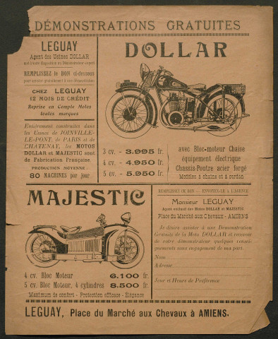 Publicités pour vélos et motos : Dollar et Majestic