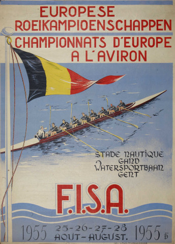 Europese roeikampioenschappen - championnats d'Europe à l'aviron - Stade nautique Gand - Watersportbaan Gent - F.I.S.A., 1955, 25-27-27-28 août/August