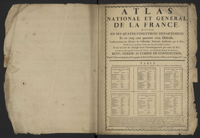 Atlas national et général de la France divisée en ses 83 départements et en 543 districts conformément aux décrets de l'assemblée nationale