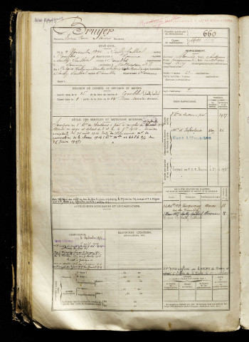 Bruyer, Léonce Pierre Servais, né le 09 novembre 1894 à Sailly-Saillisel (Somme), classe 1914, matricule n° 660, Bureau de recrutement de Péronne