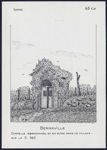 Bernaville : chapelle abandonnée et en ruine dans le village - (Reproduction interdite sans autorisation - © Claude Piette)