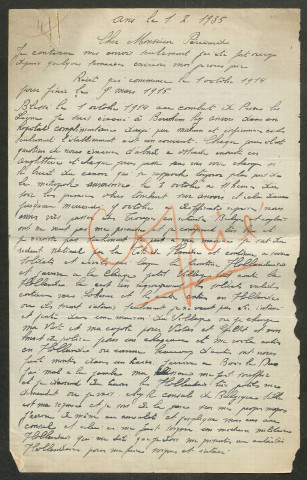 Témoignage de Crahay, Jean et correspondance avec Jacques Péricard