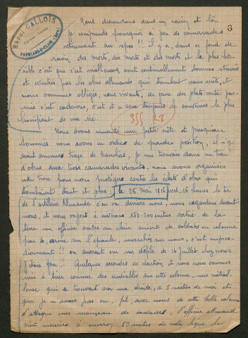 Témoignage de Gallois, Raoul et correspondance avec Jacques Péricard
