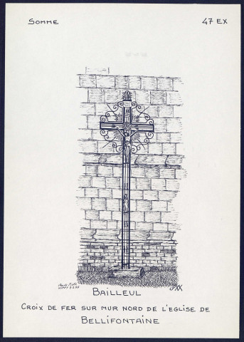 Bailleul : croix de fer sur mur nord de l'église de Bellifontaine - (Reproduction interdite sans autorisation - © Claude Piette)