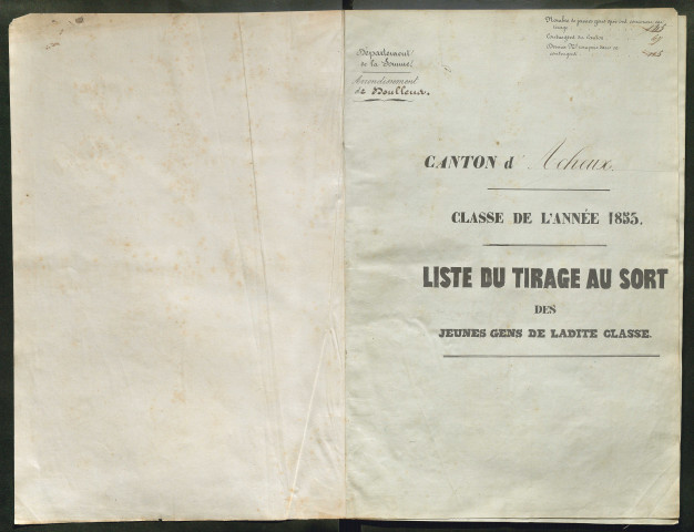 Tirage au sort (arrondissements de Doullens et de Montdidier) de l'année 1853