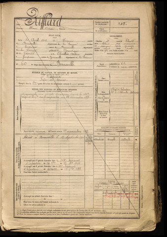 Rifflard, Henri Oscar, né le 10 avril 1868 à Vacquerie (Somme), classe 1888, matricule n° 145, Bureau de recrutement d'Abbeville