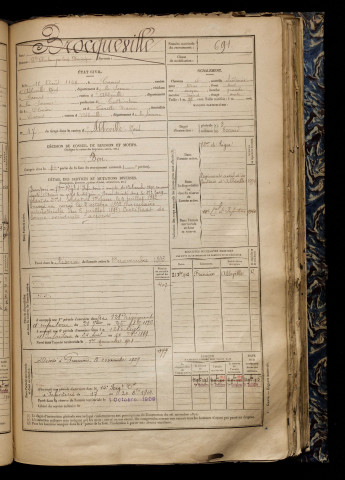 Brocqueville, Charles Charlemagne Louis Dominique, né le 18 août 1869 à Caours (Somme), classe 1889, matricule n° 691, Bureau de recrutement d'Abbeville
