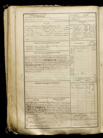 Desaint, Henri Pierre, né le 04 septembre 1896 à Bougainville (Somme), classe 1916, matricule n° 138, Bureau de recrutement d'Amiens