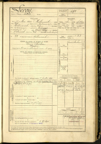 Leroy, Léonce Armand, né le 17 mai 1863 à Hallencourt (Somme, France), classe 1883, matricule n° 692, Bureau de recrutement d'Abbeville